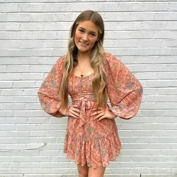 Printed Woven Mini Dress - Mauve Classic Solid Mini Dress