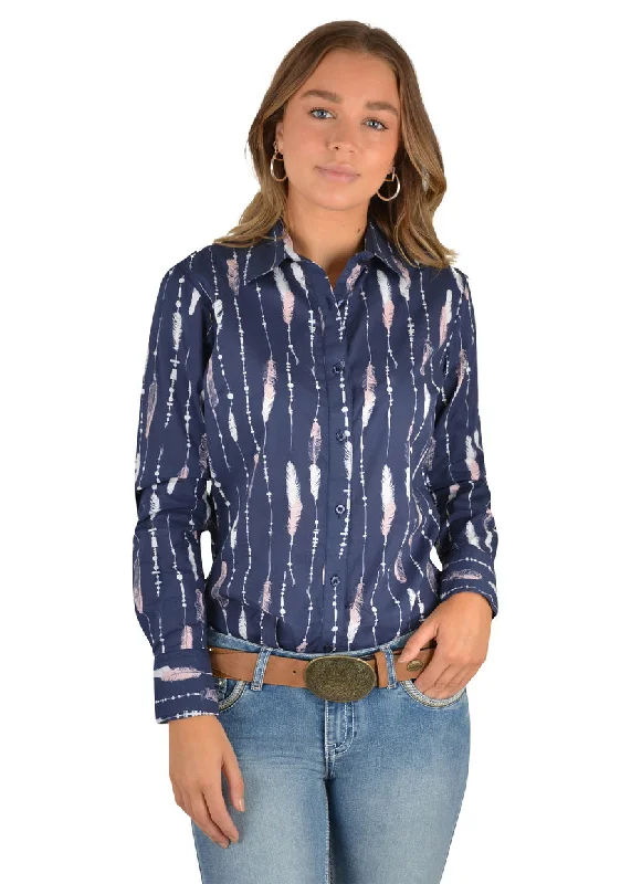 Pure Western Wmns Aleen Print Western LS Shirt Casual Short Sleeve Top