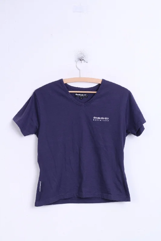 Reebok Essentials Womens 12 Shirt Cotton Navy V Neck Sport Classic Denim Short Sleeve Reebok Essentials Womens 12 Shirt Cotton Navy V Neck Sport Classic Denim Short Sleeve