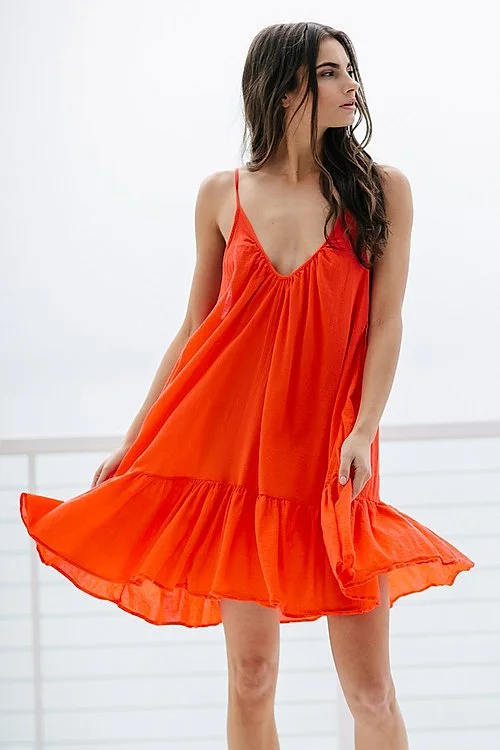 St Tropez Ruffle Mini Dress Cover-up by 9Seed Trendy Floral Mini Dress
