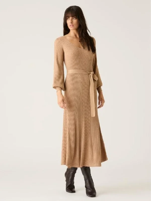 Scarlet Knit Pattern Midi Dress Fashionable Skater Midi Dress