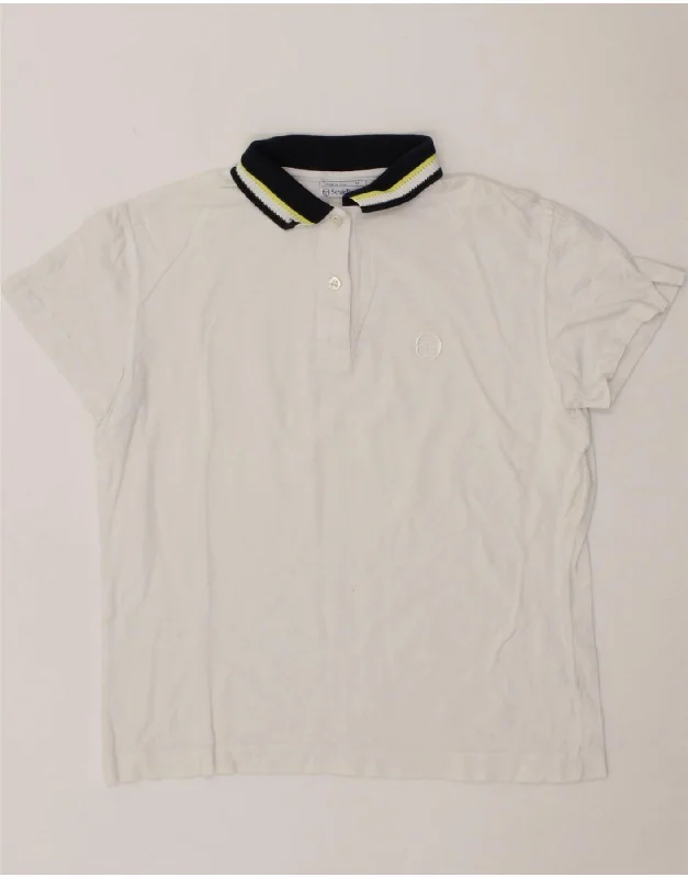 SERGIO TACCHINI Womens Polo Shirt UK 14 Medium White Cotton Classic Short Sleeve Blouse SERGIO TACCHINI Womens Polo Shirt UK 14 Medium White Cotton Classic Short Sleeve Blouse