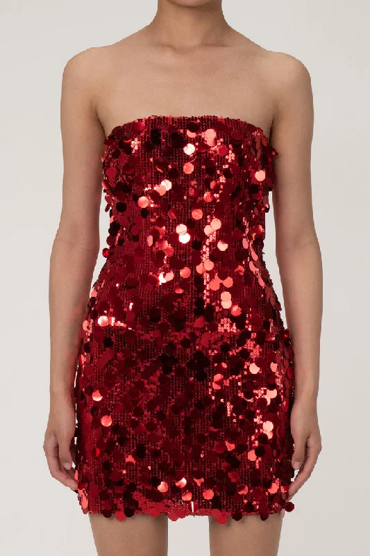 Sparkly Strapless Bodycon Embellished Layered Sequin Party Mini Dress Cozy Ribbed Mini Dress
