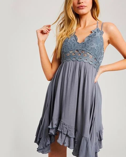 Speechless Scalloped Lace Bralette Mini Dress in More Colors Elegant Vintage Mini Dress