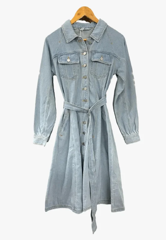 Spicy Sugar Womens Denim Midi Dress Comfortable Short Sleeve Midi Dress