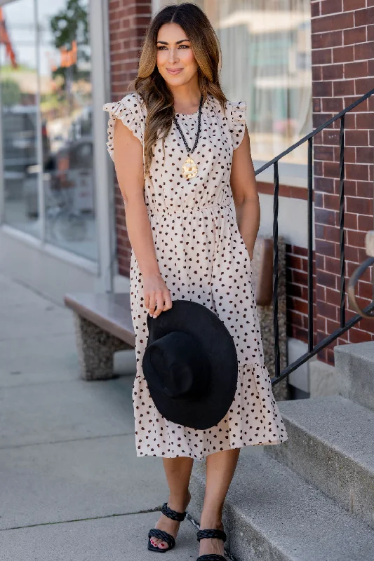 Splotched Cinched Neck Midi Dress Cozy A-Line Midi Dress