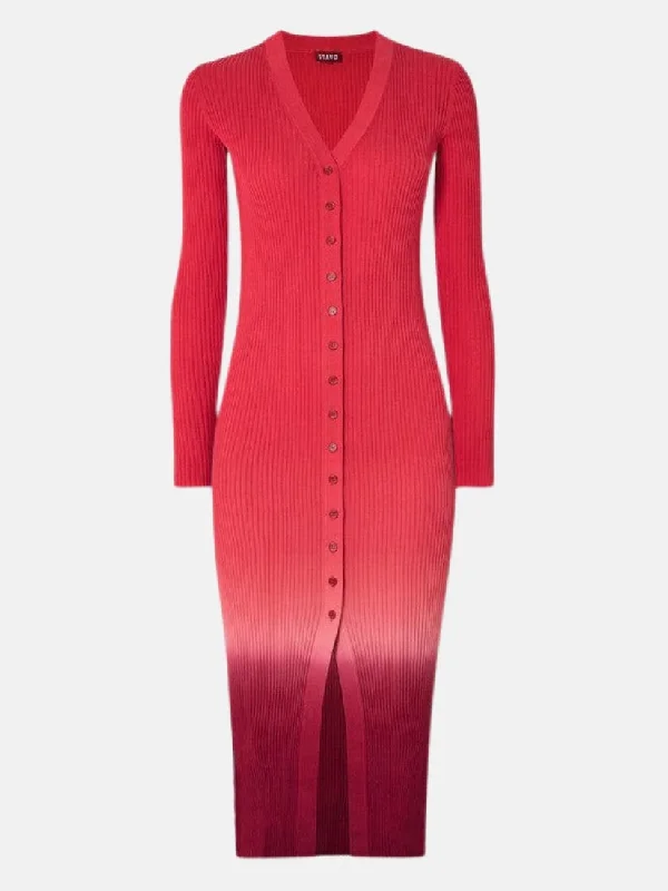 Shoko Dégradé Ribbed Knit Midi Dress Fashionable Plaid Midi Dress