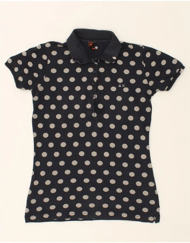 SUN68 Womens Polo Shirt UK 12 Medium Black Polka Dot Cotton Comfortable Summer Short Shirt SUN68 Womens Polo Shirt UK 12 Medium Black Polka Dot Cotton Comfortable Summer Short Shirt