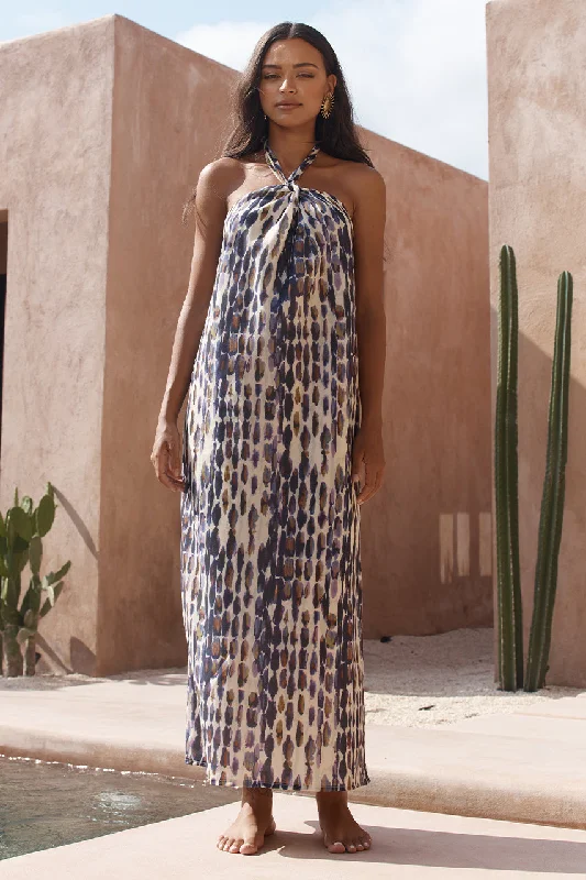 Tana Midi Dress - Tana Print Cozy Wide Strap Midi Dress