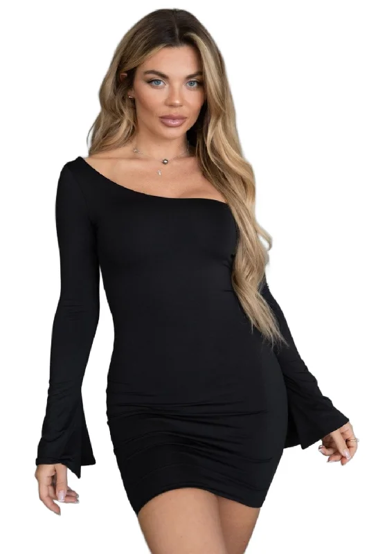 TIC TOC - Karyna - Off The Shoulder Mini Dress Classic Black Mini Dress