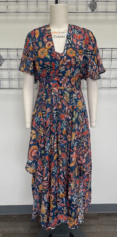 CUPRO MIDI DRESS Elegant Pleated Sleeve Midi Dress