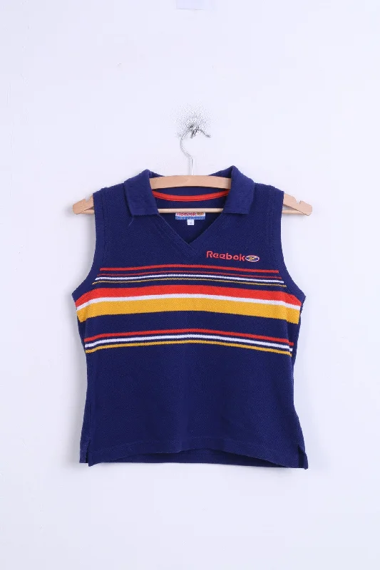 Reebok Womens 10 S Shirt Sleeveless Navy Vintage V Neck Cotton Top Cozy Summer Short Shirt Reebok Womens 10 S Shirt Sleeveless Navy Vintage V Neck Cotton Top Cozy Summer Short Shirt