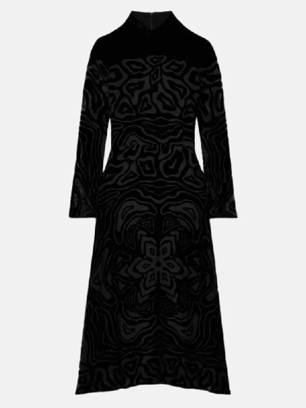 Ulla Johnson Velvet Midi Dress in Black Stylish Color Block Midi Dress