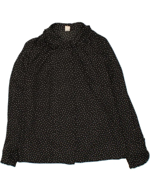 VINTAGE Womens Shirt Blouse IT 48 XL Black Polka Dot Polyester Elegant Silk Short Shirt VINTAGE Womens Shirt Blouse IT 48 XL Black Polka Dot Polyester Elegant Silk Short Shirt