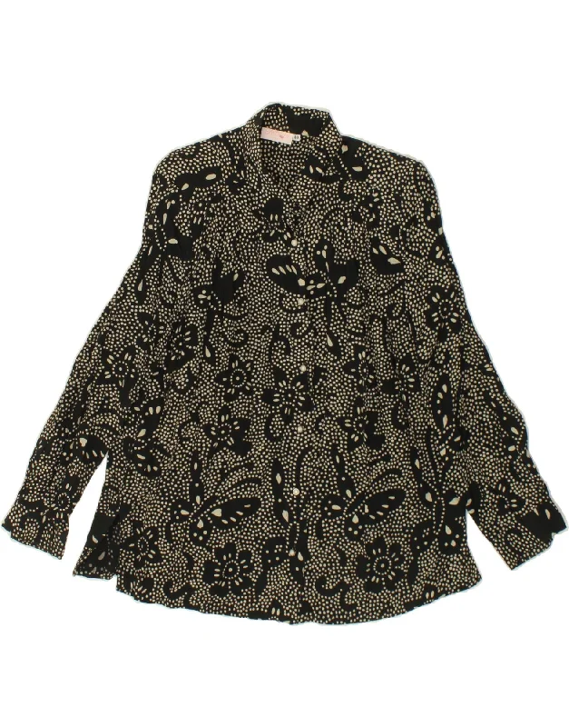 VINTAGE Womens Shirt Blouse IT 49 XL Black Spotted Butterfly Relaxed Fit Short Tunic VINTAGE Womens Shirt Blouse IT 49 XL Black Spotted Butterfly Relaxed Fit Short Tunic