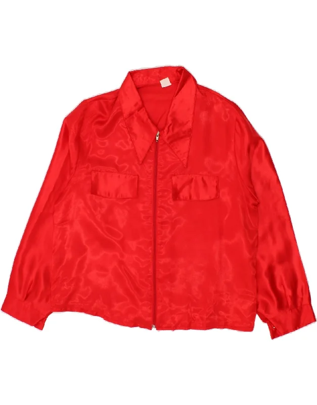VINTAGE Womens Shirt Blouse UK 18 XL Red Modern Fit Short Sleeve
