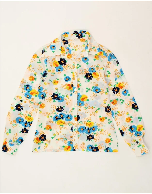 VINTAGE Womens Shirt EU 38 Medium Multicoloured Floral Polyester Trendy Short Sleeve Tunic VINTAGE Womens Shirt EU 38 Medium Multicoloured Floral Polyester Trendy Short Sleeve Tunic