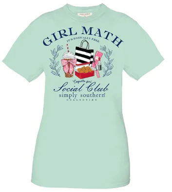 Simply Southern Women's Girl Math Short Sleeve Shirt Stylish Short Sleeve Top