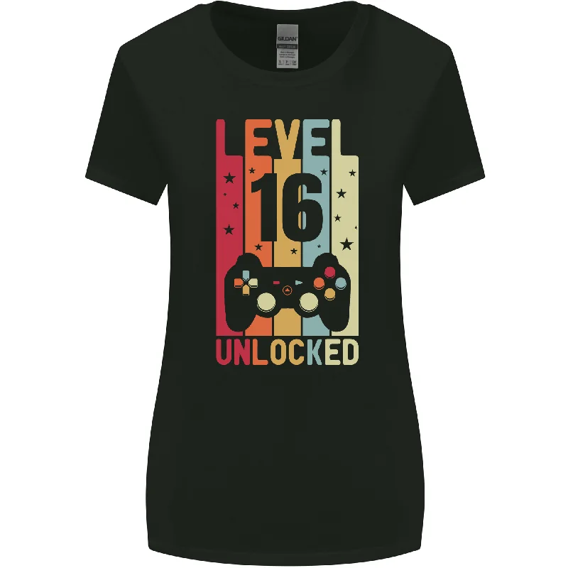 16th Birthday 16 Year Old Level Up Gaming Womens Wider Cut T-Shirt Rayon Velvet Corduroy 16th Birthday 16 Year Old Level Up Gaming Womens Wider Cut T-Shirt Rayon Velvet Corduroy