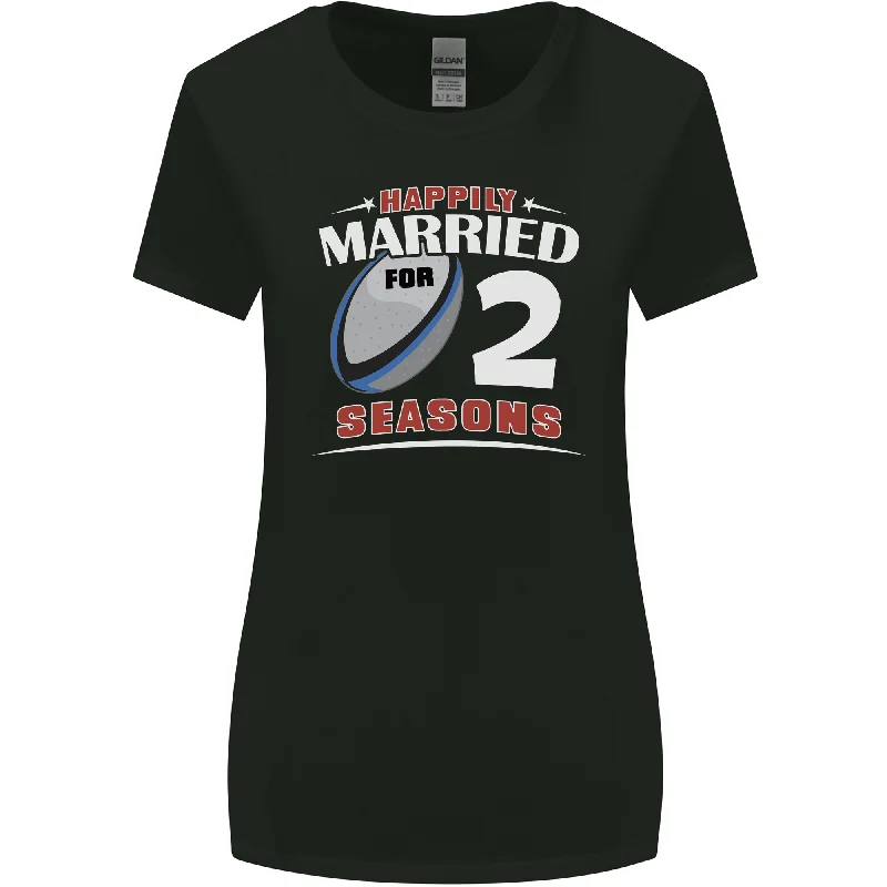 2 Year Wedding Anniversary 2nd Rugby Womens Wider Cut T-Shirt Welt Pockets Slit Pockets 2 Year Wedding Anniversary 2nd Rugby Womens Wider Cut T-Shirt Welt Pockets Slit Pockets