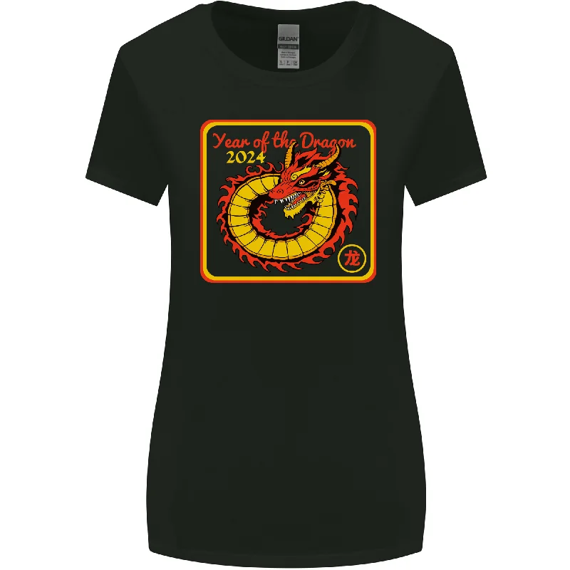 2024 Year of the Dragon Womens Wider Cut T-Shirt Satin Blend Silk Blend Wool Blend
