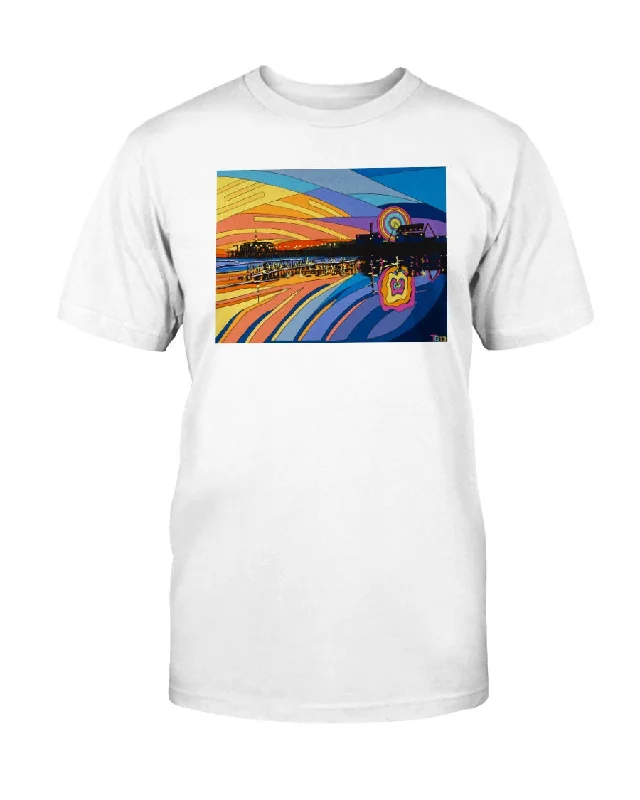 Santa Monica Pier - Unisex T-Shirt Mesh Fabric Canvas Fabric Denim Fabric
