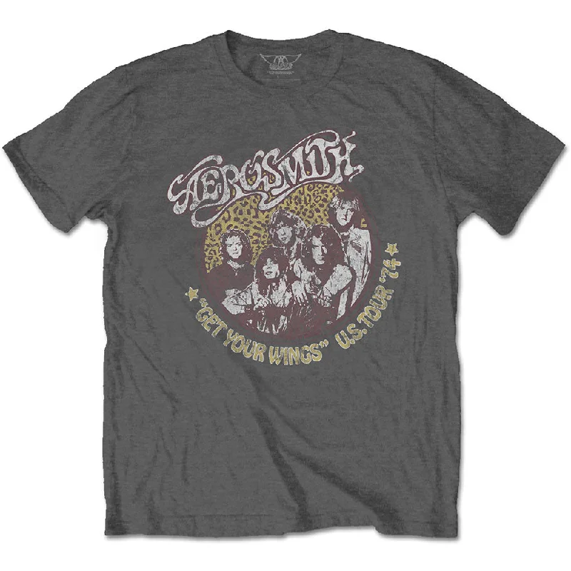 Aerosmith | Official Band T-Shirt | Cheetah Print Collared Crew Neck Turtle Neck