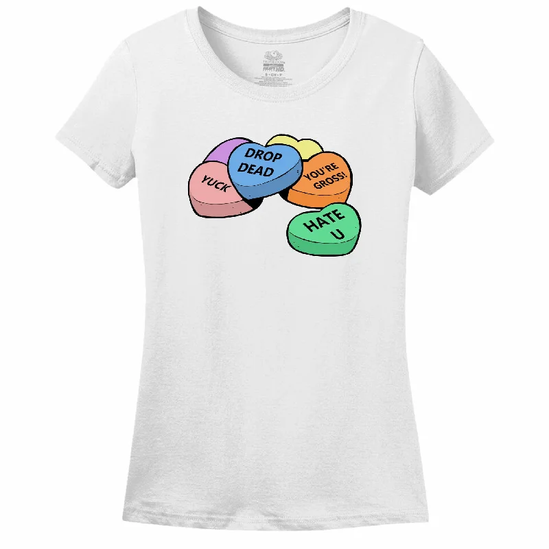 Anti-Candy Hearts Women's T-Shirt Mesh Fabric Canvas Fabric Denim Fabric
