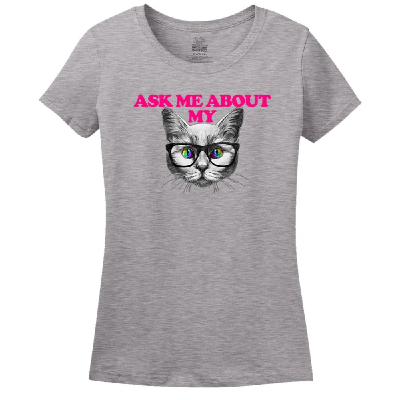 Ask Me About My Pussy T-Shirt Solid Print Embellished