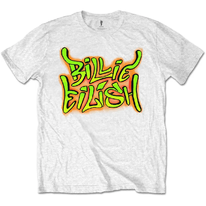 Billie Eilish | Official Band T-Shirt | Graffiti Mesh Blend Leather Blend Suede Blend Billie Eilish | Official Band T-Shirt | Graffiti Mesh Blend Leather Blend Suede Blend