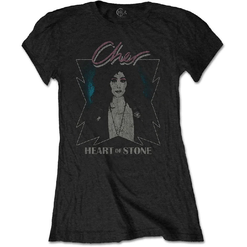 Cher Ladies T-Shirt: Heart of Stone Zippered Buttoned Snapped