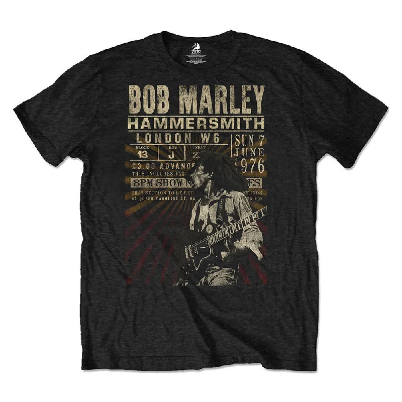 Bob Marley | Official Band Eco-T-Shirt | Hammersmith '76 Chenille Blend Fleece Blend Nylon Blend Bob Marley | Official Band Eco-T-Shirt | Hammersmith '76 Chenille Blend Fleece Blend Nylon Blend