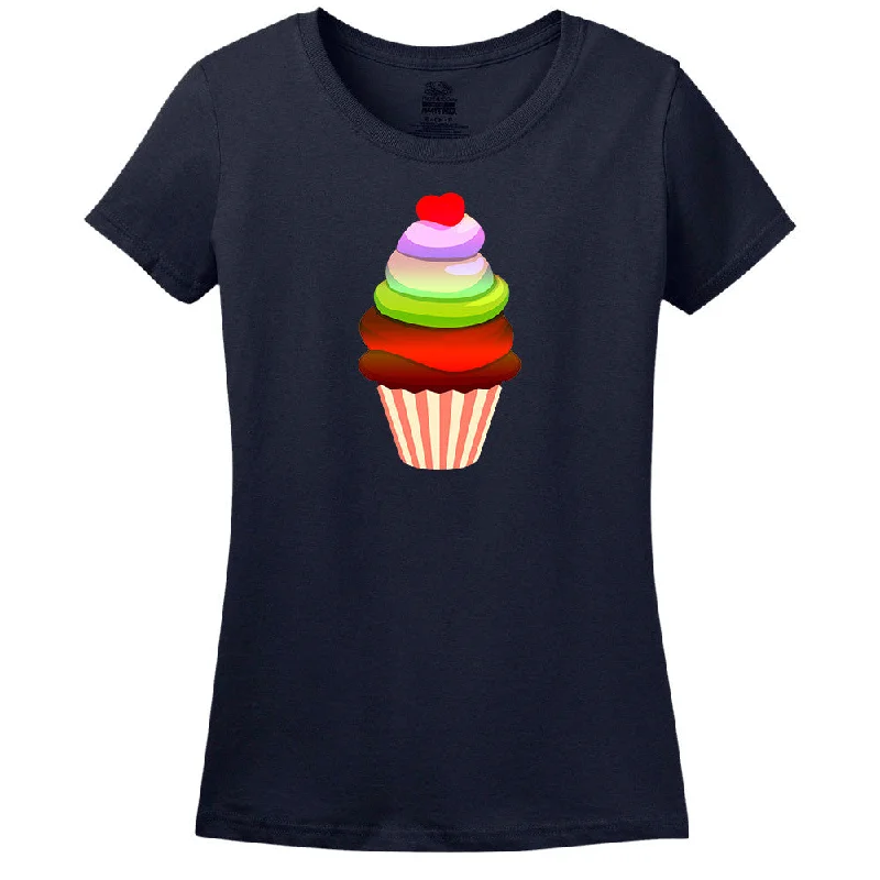 Cupcake T-Shirt Collared T-Shirt Boat Neck A-Line