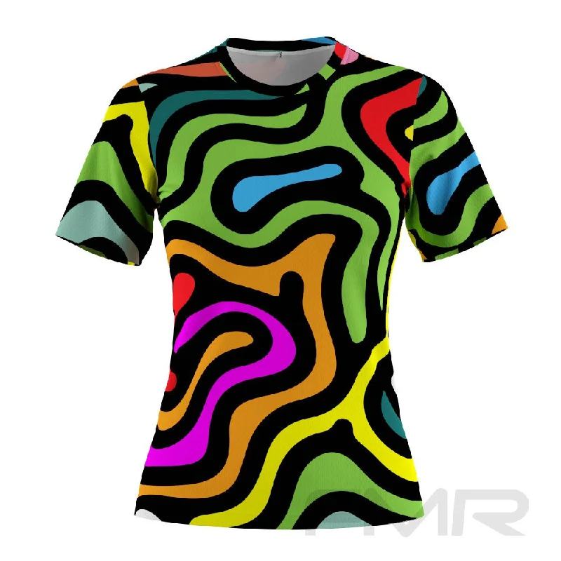 FMR Kaleidoscopic Women's Short Sleeve T-Shirt Satin Blend Silk Blend Wool Blend