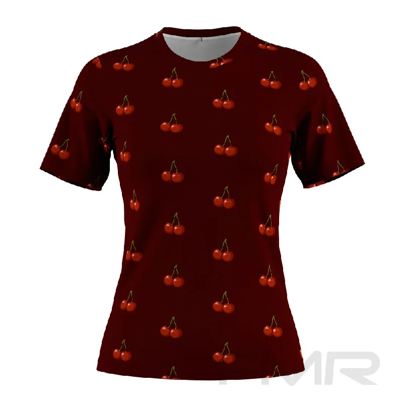 FMR Women's Cherry Short Sleeve T-Shirt Graphic Embroidered Appliqued
