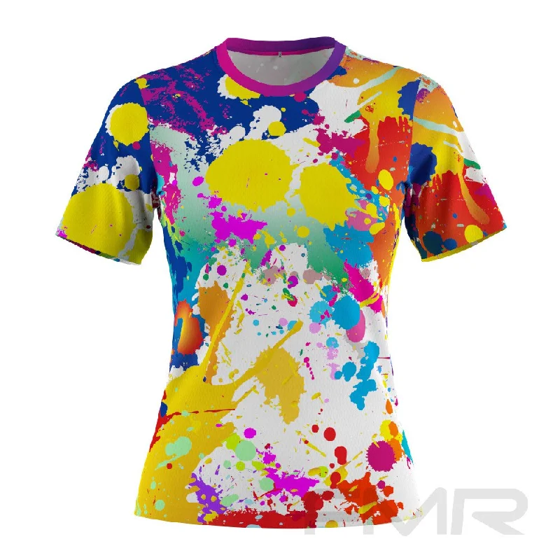 FMR Women's Color Spot Tie-dye Short Sleeve T-Shirt Graphic Embroidered Appliqued