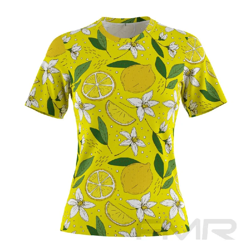 FMR Women's Lemon Short Sleeve T-Shirt Denim Fabric Leather Fabric Suede Fabric