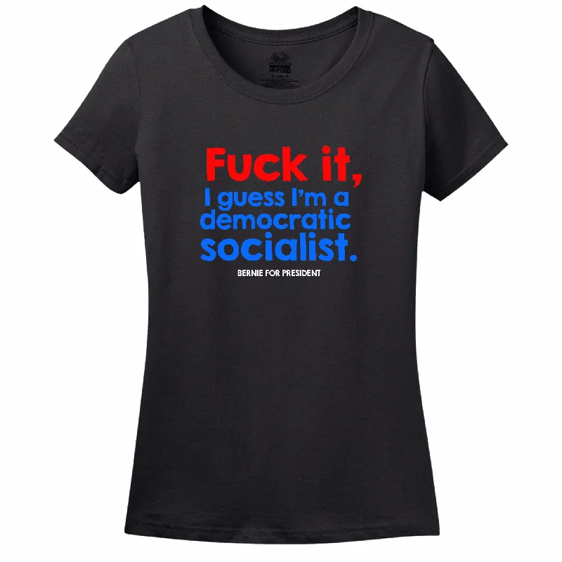 Fuck It, I Guess I'M A Democratic Socialist Womens Tee Houndstooth Herringbone Solid