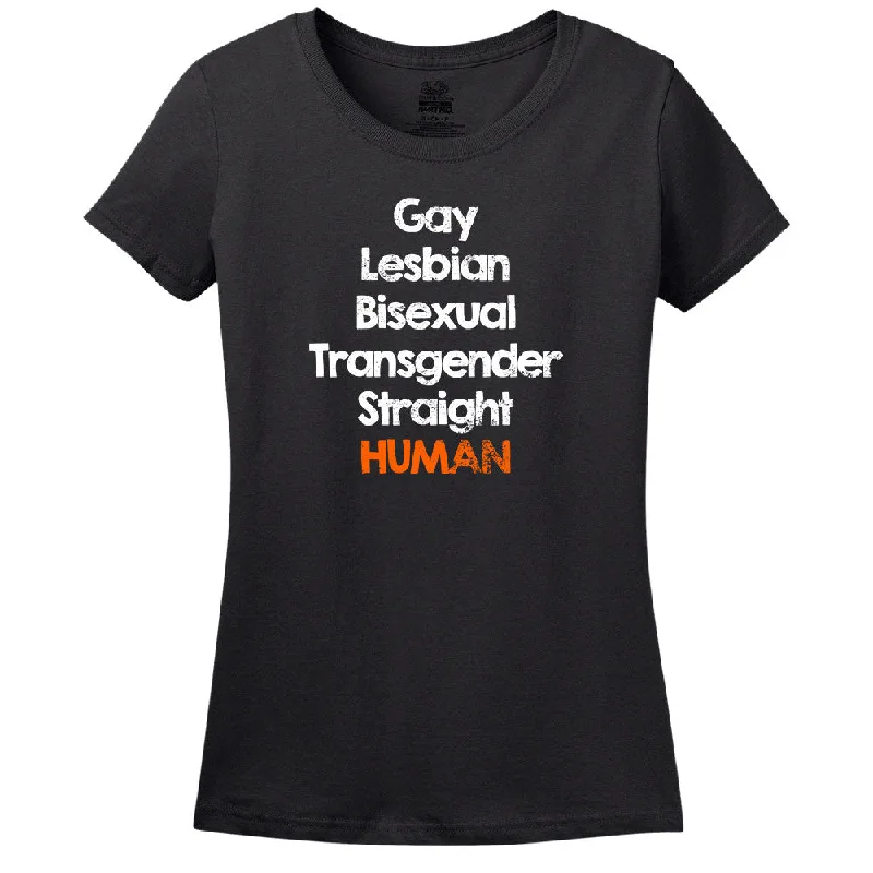 Gay Lesbian Bisexual Transgender Straight Human T-Shirt Notch Collar Peter Pan Collar Cowl Neck Gay Lesbian Bisexual Transgender Straight Human T-Shirt Notch Collar Peter Pan Collar Cowl Neck
