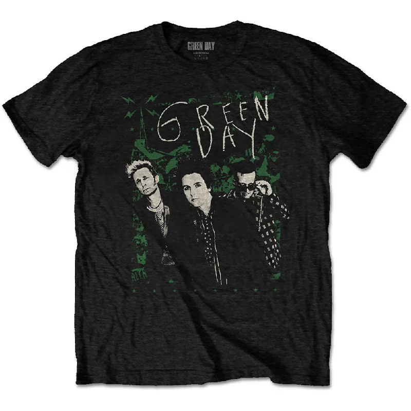 Green Day | Official Band T-Shirt | Green Lean Collared T-Shirt Boat Neck A-Line