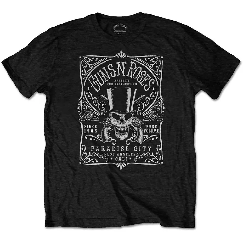 Guns N' Roses | Official Band T-shirt | Bourbon Label Graphic T-Shirt Round Neck Polyester Guns N' Roses | Official Band T-shirt | Bourbon Label Graphic T-Shirt Round Neck Polyester