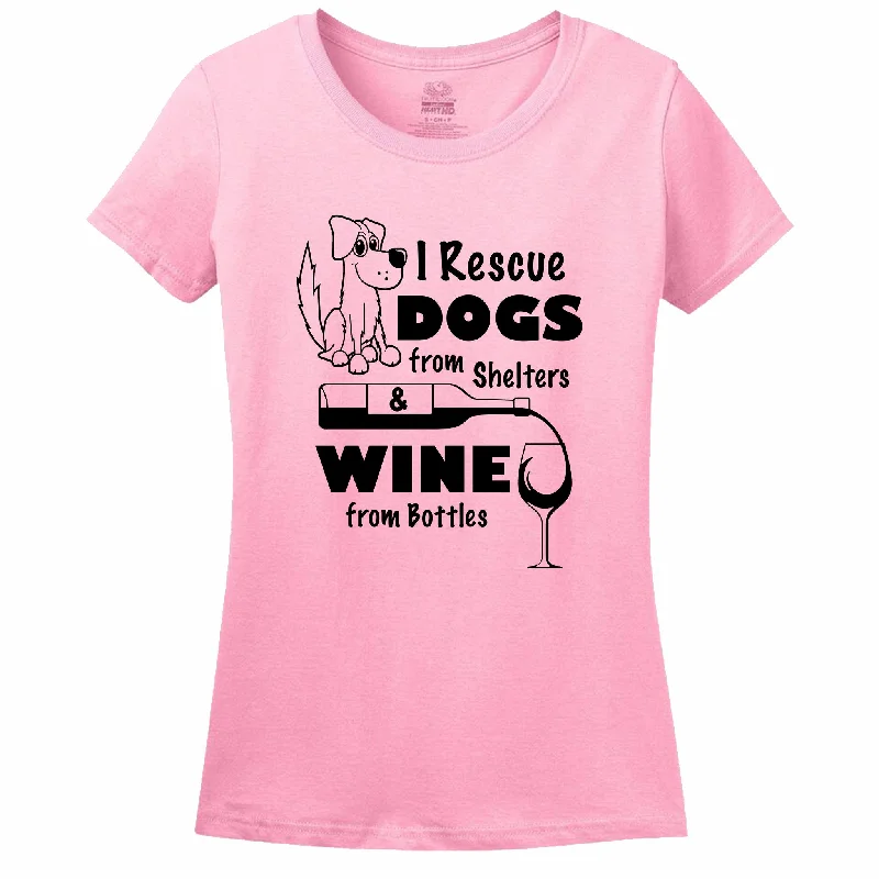 I Rescue Dogs From Shelters & Wine From Bottles Women's T-Shirt Mesh Blend Leather Blend Suede Blend I Rescue Dogs From Shelters & Wine From Bottles Women's T-Shirt Mesh Blend Leather Blend Suede Blend