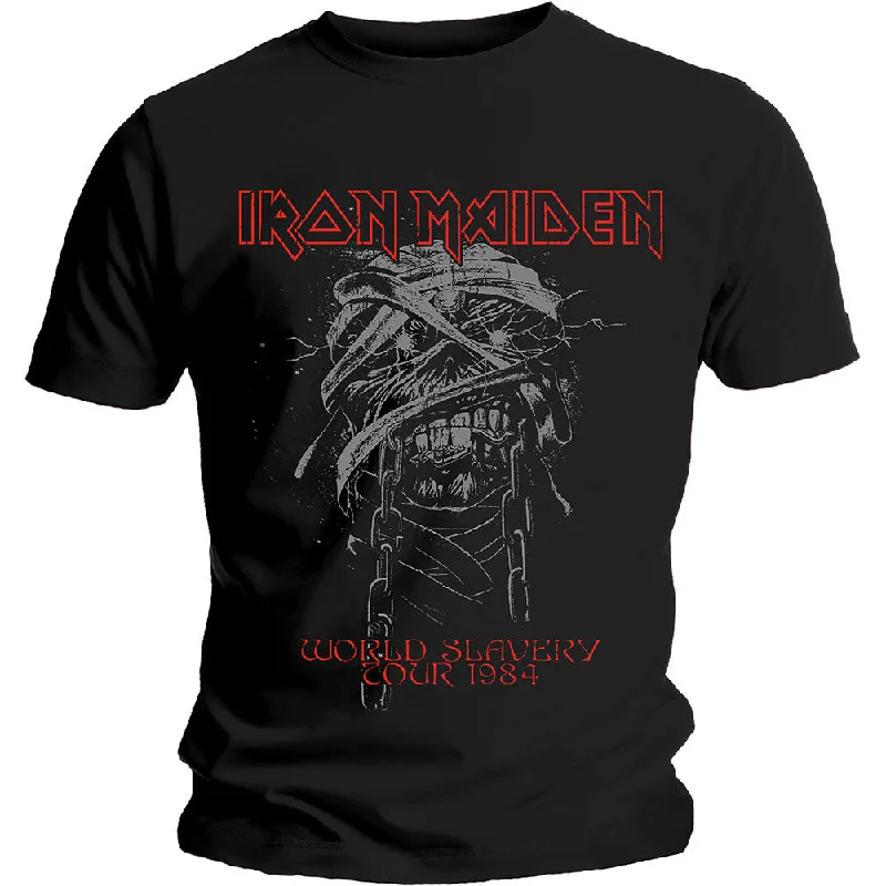 Iron Maiden | Official Band T-Shirt | World Slavery 1984 Tour Fashionable Trendy Casual Iron Maiden | Official Band T-Shirt | World Slavery 1984 Tour Fashionable Trendy Casual
