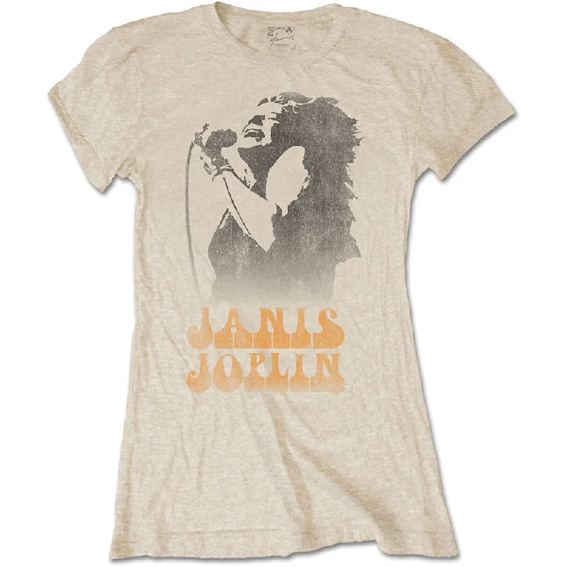 Janis Joplin | Official Ladies T-shirt | Working The Mic Wool Fabric Cashmere Fabric Tweed Fabric Janis Joplin | Official Ladies T-shirt | Working The Mic Wool Fabric Cashmere Fabric Tweed Fabric