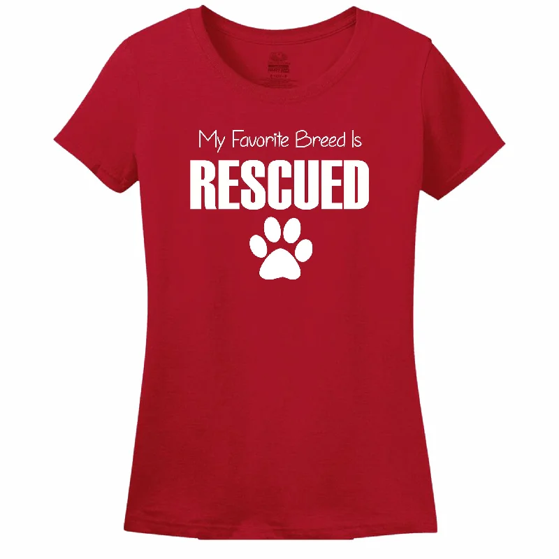 My Favorite Breed Is Rescued Women's T-Shirt Cashmere Blend Cotton Blend Poly Blend