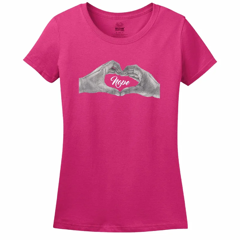 Nope Heart Women's T-Shirt Front Pockets Side Pockets Patch Pockets