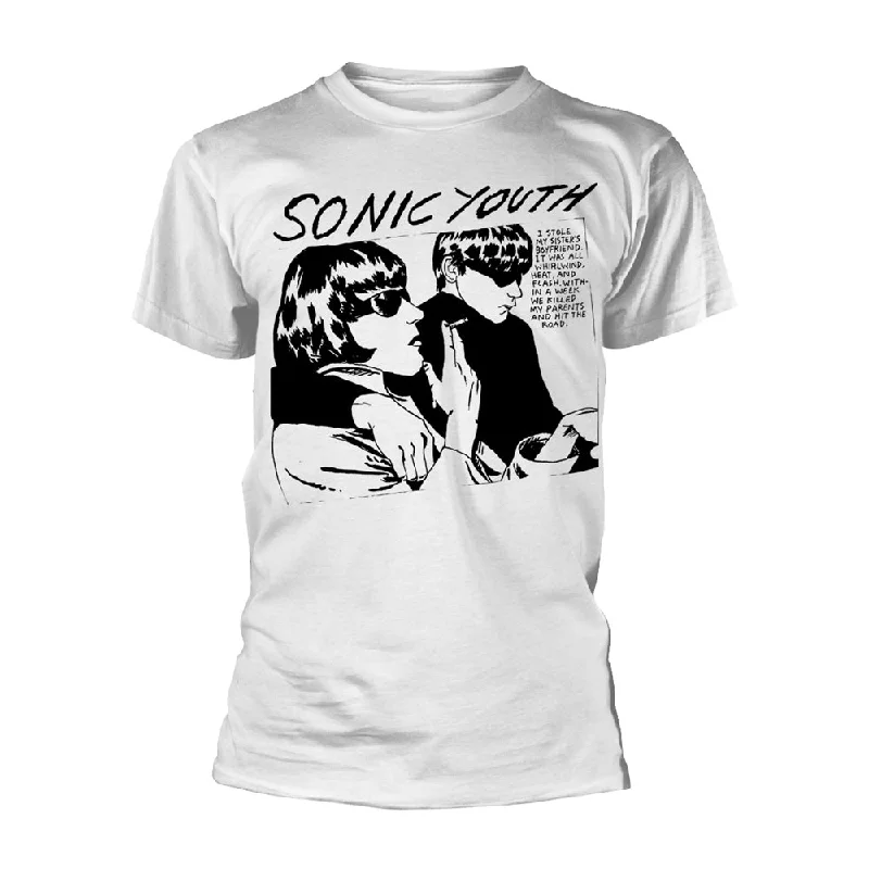Sonic Youth | Official Band T-shirt | Goo Album Cover (white) Hooded Caped Shawl Collar Sonic Youth | Official Band T-shirt | Goo Album Cover (white) Hooded Caped Shawl Collar