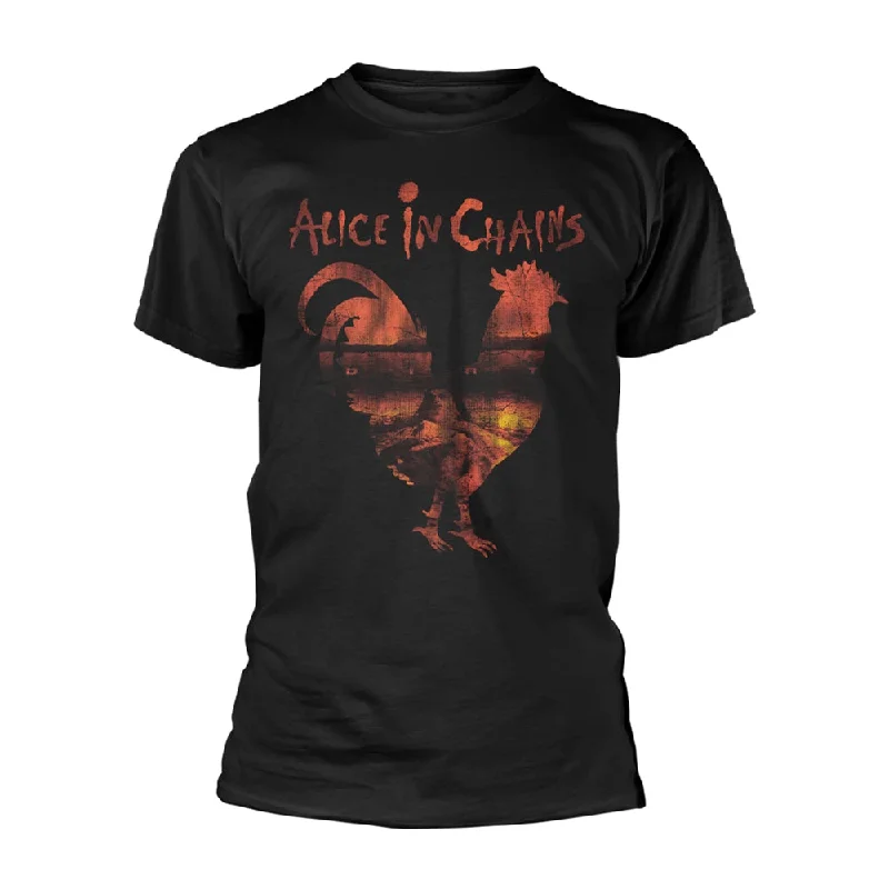 Alice in Chains | Official Band T-Shirt | Dirt Rooster Silhouette Ribbed T-Shirt High Neck Heavyweight Alice in Chains | Official Band T-Shirt | Dirt Rooster Silhouette Ribbed T-Shirt High Neck Heavyweight