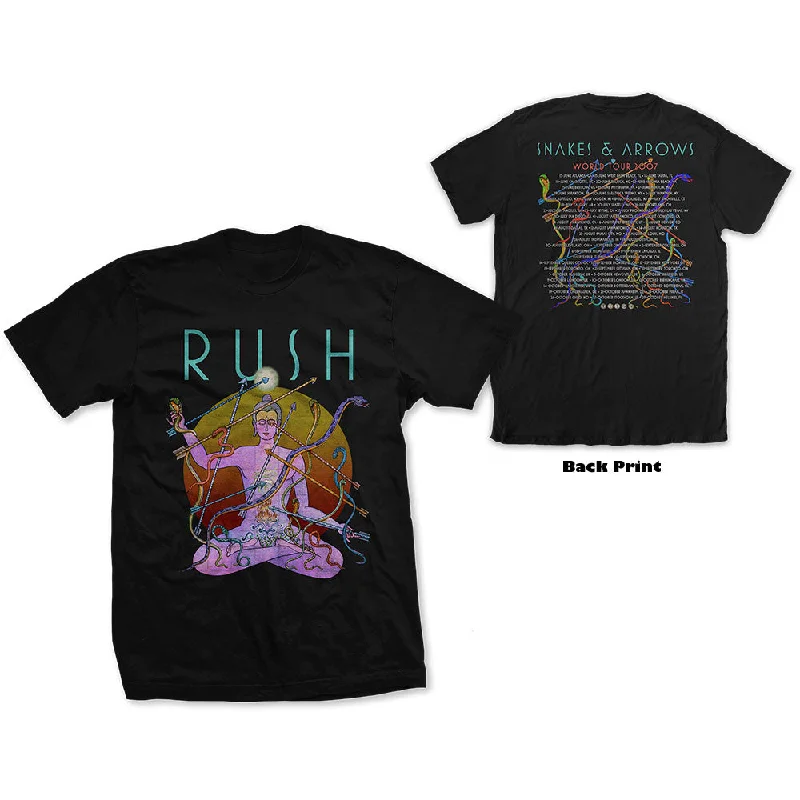 Rush | Official Band T-Shirt | Snakes & Arrows Tour 2007 (Back Print) V-Neck T-Shirt Long Sleeve Cotton Rush | Official Band T-Shirt | Snakes & Arrows Tour 2007 (Back Print) V-Neck T-Shirt Long Sleeve Cotton