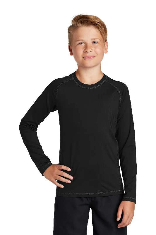 Sport-Tek Youth Long Sleeve Rashguard Tee. YST470LS Fitted T-Shirt Seamless Stretchy Sport-Tek Youth Long Sleeve Rashguard Tee. YST470LS Fitted T-Shirt Seamless Stretchy